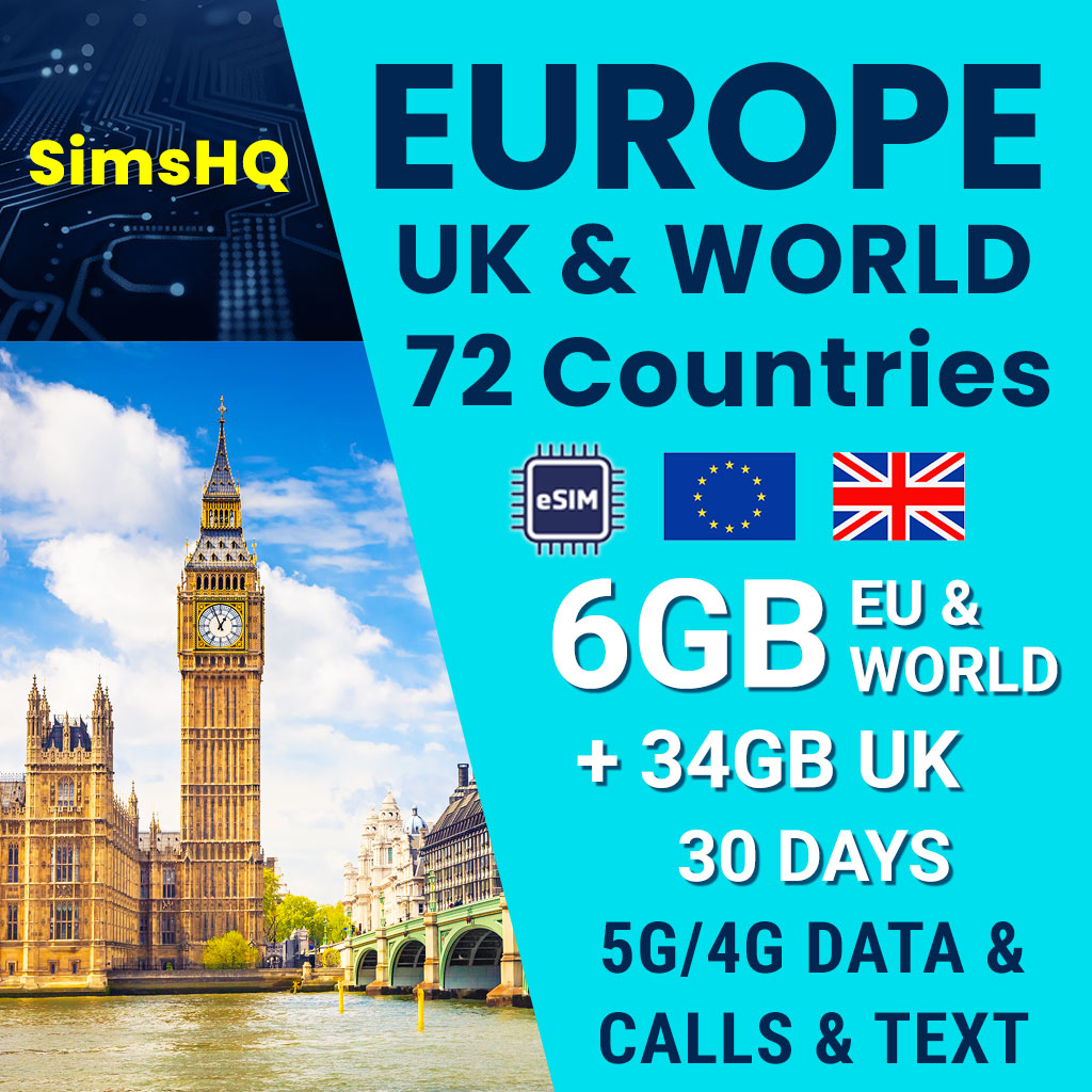 Europe, UK & World eSIM | 72 Countries