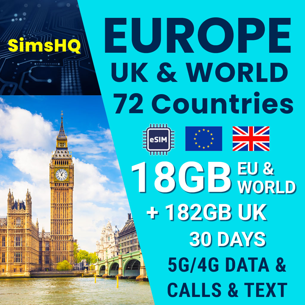 Europe, UK & World eSIM | 72 Countries