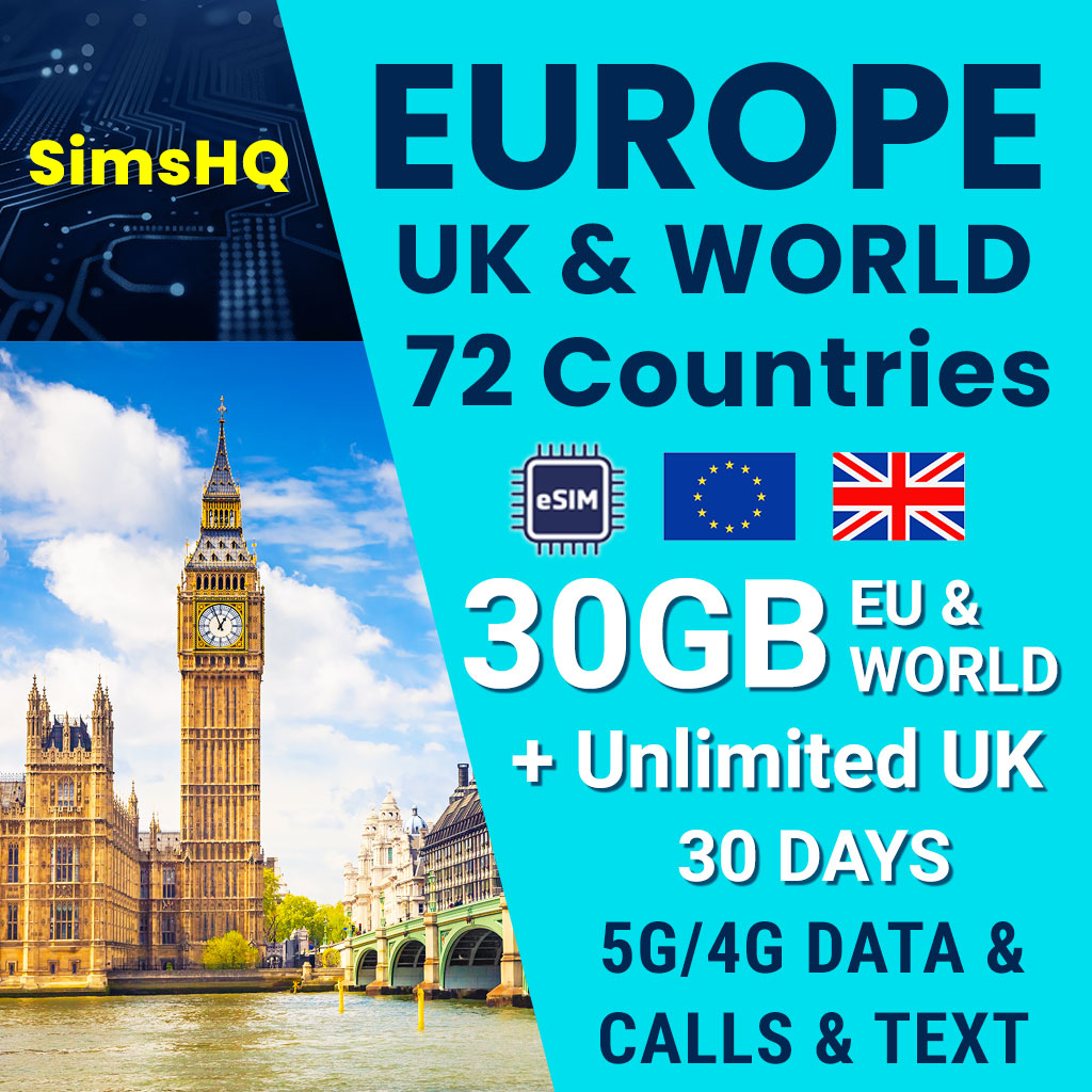 Europe, UK & World eSIM | 72 Countries