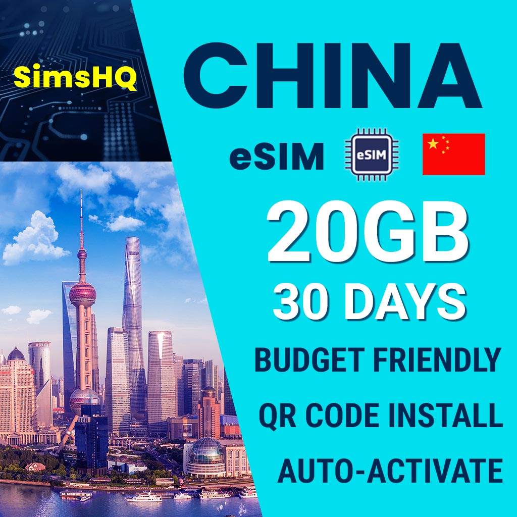 China eSim 30 Days 20GB
