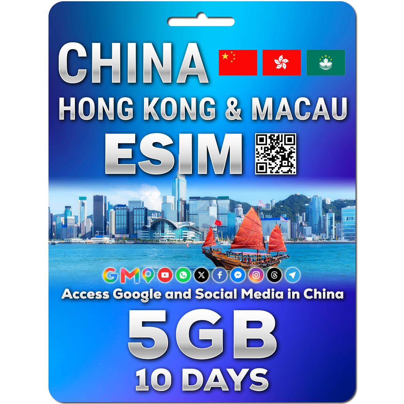 China, Hong Kong and Macau 5G eSim 10 Days 5GB