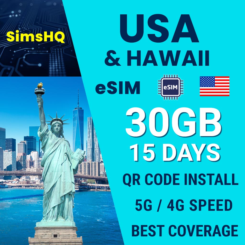 USA & Hawaii eSim 15 Days 30GB