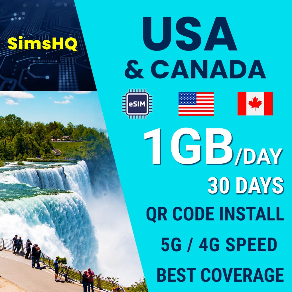 USA Canada eSIM 30 Days 1GB/Day