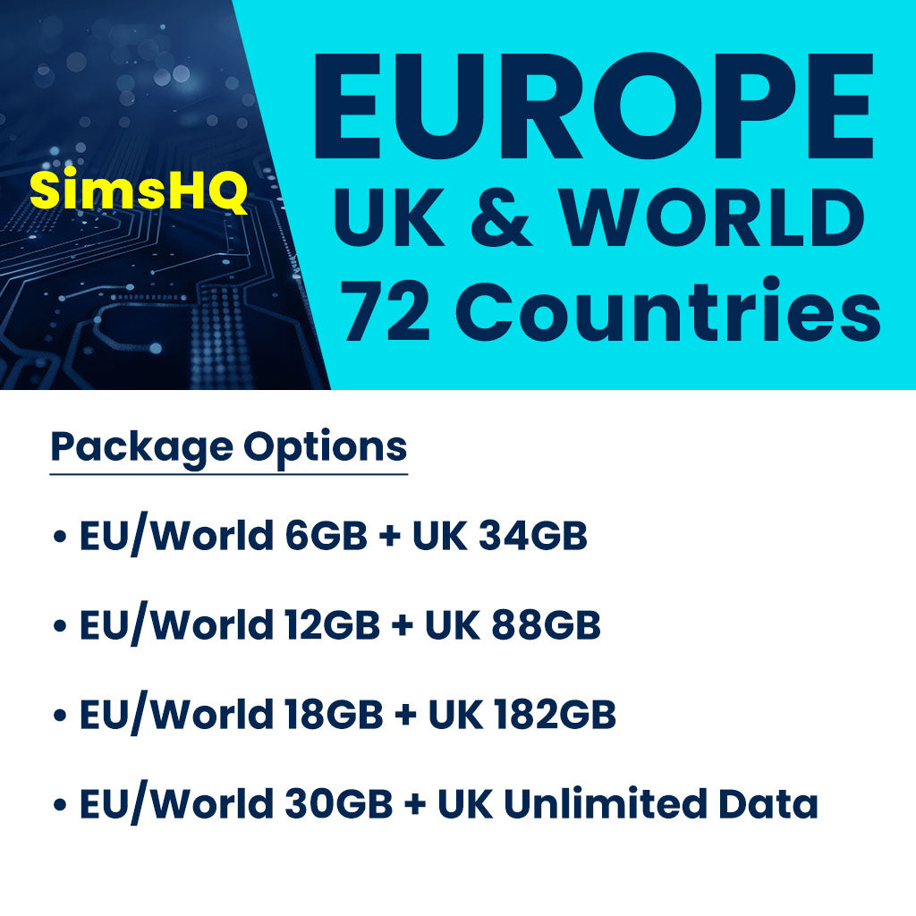 Europe, UK & World eSIM | 72 Countries