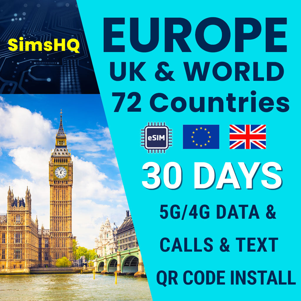Europe, UK & World eSIM | 72 Countries