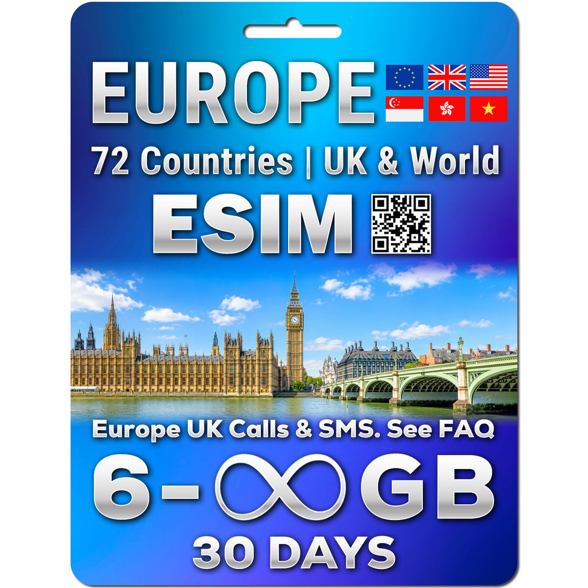 Europe, UK & World eSIM | 72 Countries