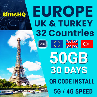 Europe UK eSIM | 32 Countries