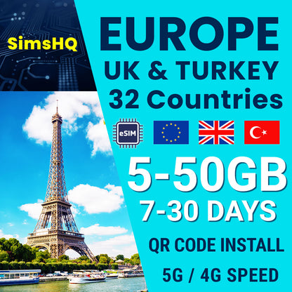 Europe UK eSIM | 32 Countries
