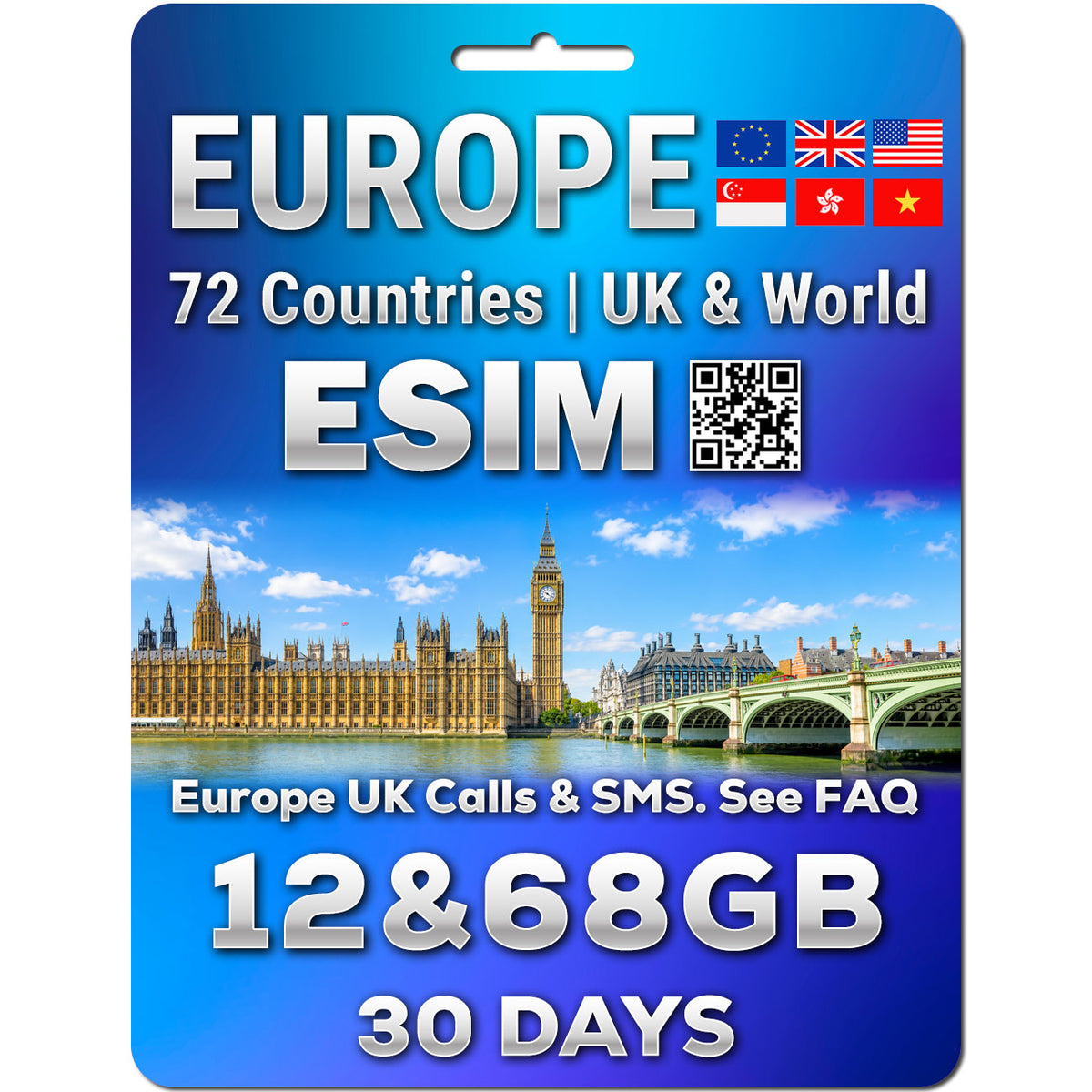 Europe, UK & World eSIM | 72 Countries
