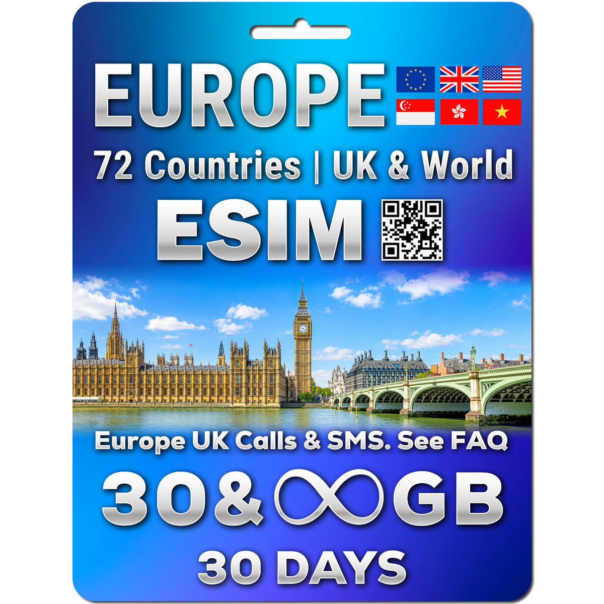 Europe, UK & World eSIM | 72 Countries